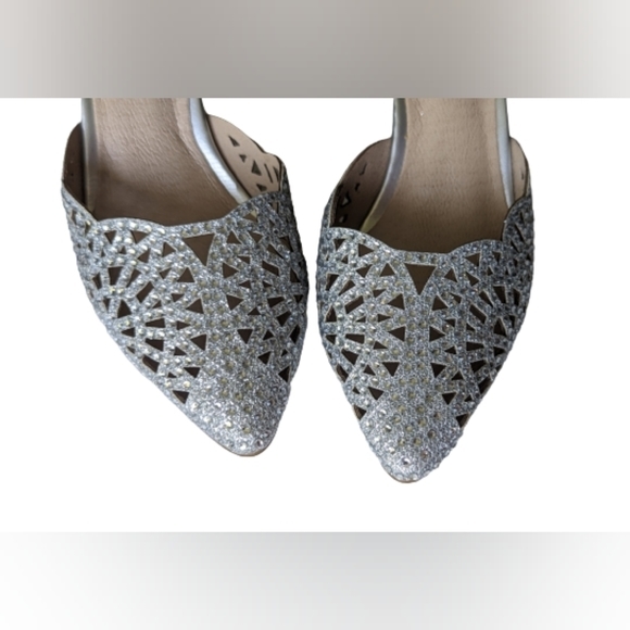 NIB IDIFU Candice silver glitter 3 inch pearl detail heel ankle buckle strap - Picture 5 of 16